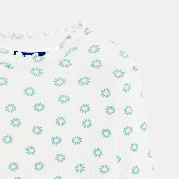 تيشيرت مطبوع مضلع أبيض للبنات